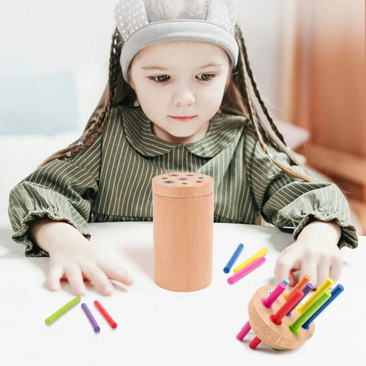 Colourful Wooden Pick-Up Sticks Game – Montessori Educational Toy for Kids & Adults